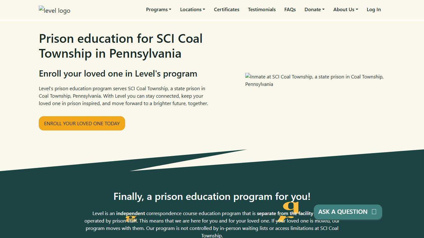 Prison Education For SCI Coal Township - Level
